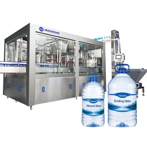 大瓶水三合一灌装机 CGF8-8-4 3-10L 桶装纯净水冲洗灌装旋盖一体机 重力式旋转灌装设备